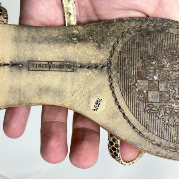 Vince Camuto VC-AMI Sandals in 7.5 snakeskin gold amber rhinestones - Picture 13 of 13